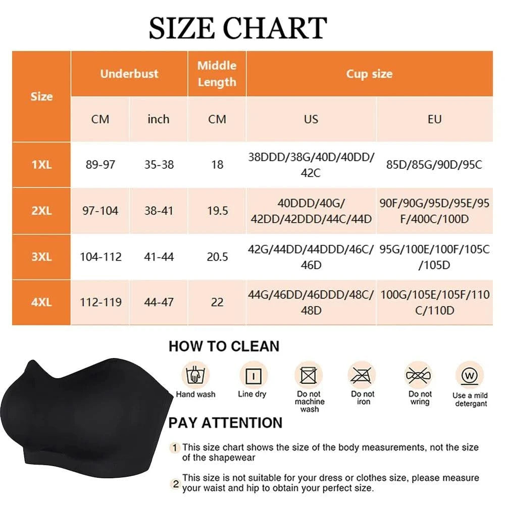 Strapless Bras for Women Lift Bra Wire-Free Anti-Slip Invisible Push Up Seamless Detachable Straps Bandeau