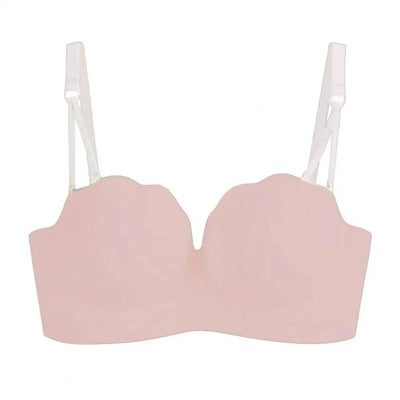 Women Wireless Bra Sculpting Cup Bra Strapless Push Up Bra with Anti-slip Strip Detachable Straps for Women No Steel Ring Solid