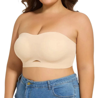 Strapless Bras for Women Lift Bra Wire-Free Anti-Slip Invisible Push Up Seamless Detachable Straps Bandeau