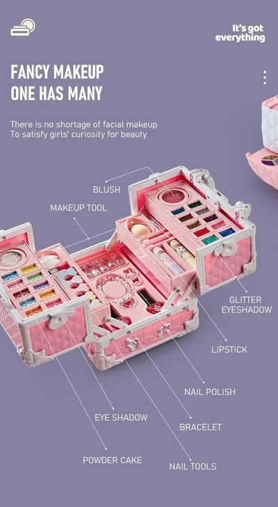 Kids Makeup Kit Little Girls 49 Pcs Washable Makeup Kit Real Girl Princess