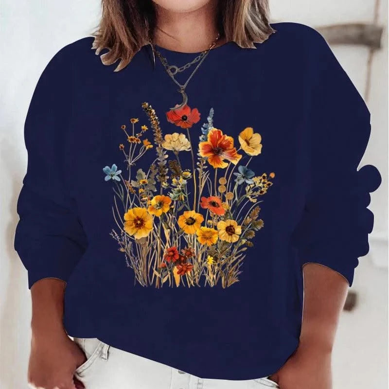 Women's Sweatshirts Wildflowers Boho Vintage Flower Design Hooded