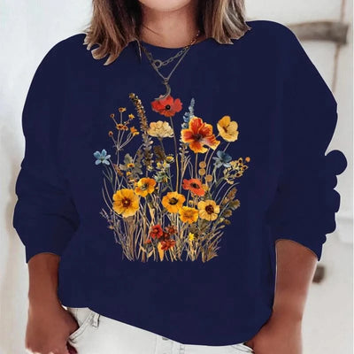 Women's Sweatshirts Wildflowers Boho Vintage Flower Design Hooded