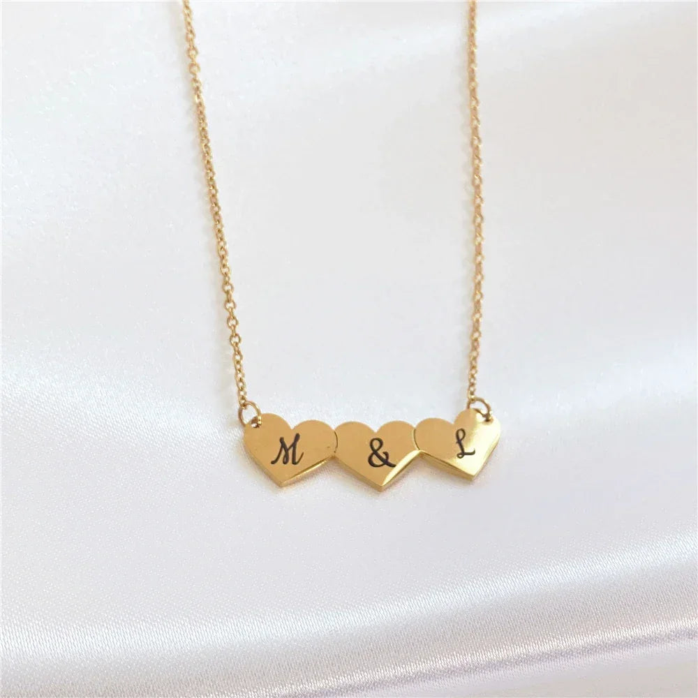 Engraved Customized Side ways Dainty Heart Pendant Necklace Personality Engraved Jewelry for Woman Girl Stainless Steel Gift