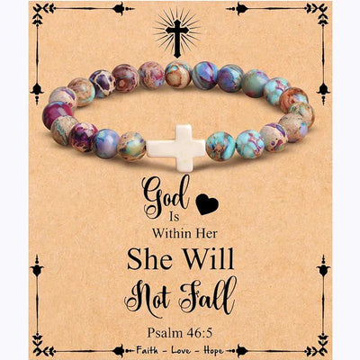 Cross Bracelet for Women Christian Gifts Colorful Imperial Stone Catholic Religious Jewelry Mothers Day Birthday Christmas Gift