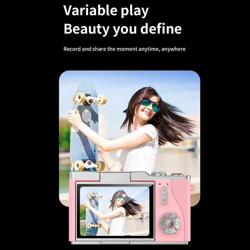 High-Definition HD Digital Camera 4K 48MP 8X Digital Zoom Video Camcorder CCD with Hanging Straps Flip Screen