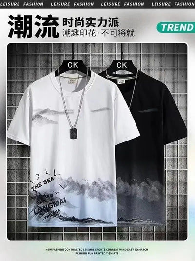 Trendy Suits for men  Men's Summer Shorts Set Gym Outfit Student Short Sleeve Tee 2 Piece Set Tracksuits Men Casual Men Clothing