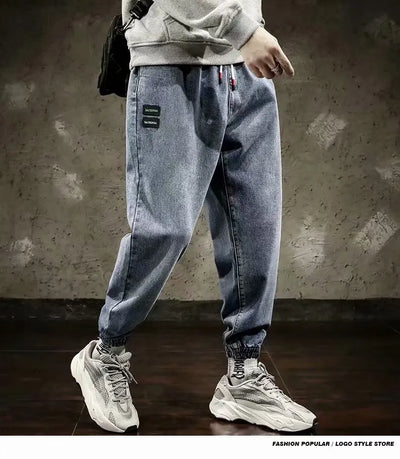 Spring Designer Fashion Men Jeans Retro Black Gray Vintage Casual Denim Harem Pants Ripped Jeans Men Wide Leg Taper Men Jeans