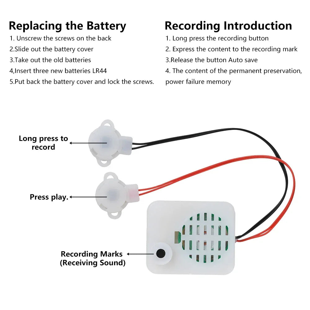 60-Second Recorder Sound Recording Module Two-Button Recorder One Record And One Play Plush Toy Voice Message Recorder Voice Box