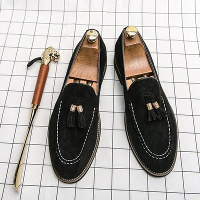 Luxury Designer Men Suede Tassels Blue Green Oxford Brogue Shoes Moccasins Wedding Prom Homecoming Party Footwear Zapatos Hombre