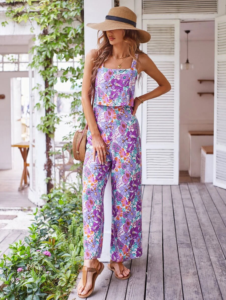 Summer Women's Print Jumpsuits,Sexy Halter Beach Long Jumpsuits,Jump Suit Woman,Jumpsuit Women Sexys,New 2025 Clothes,Rompers