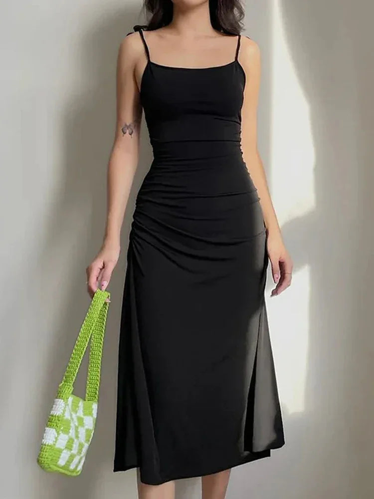 2024 Summer Dresses For Women Sexy Bodycon Elegant Satin Slip Sleeveless Backless Outfits Ladies Birthday Party Club Sundress