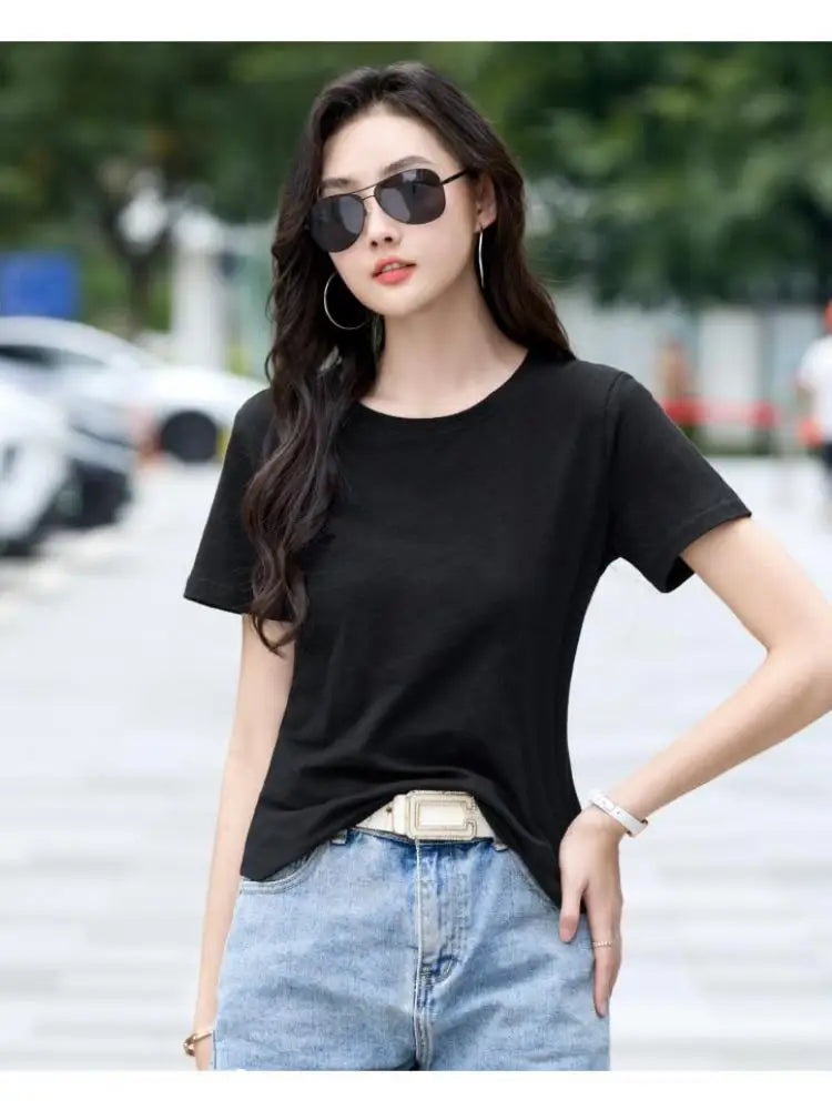 Oversized Summer T shirts for Women Casual Female Korean Streetwear Tees Unisex Basic Solid Young Cool Tops