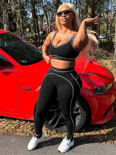 Women Activewear Summer Fitness Gym Yoga Sets Two Piece Set Bra Crop Top And High Waist Leggings Sportswear Training Workout Set