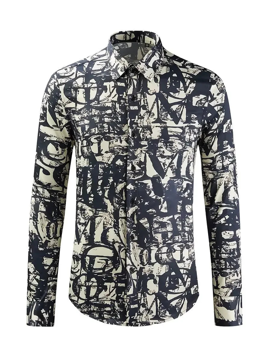 Printed Shirts Are Fashionable and Handsome Long-sleeved Trendy Personality Men's Casual Shirts