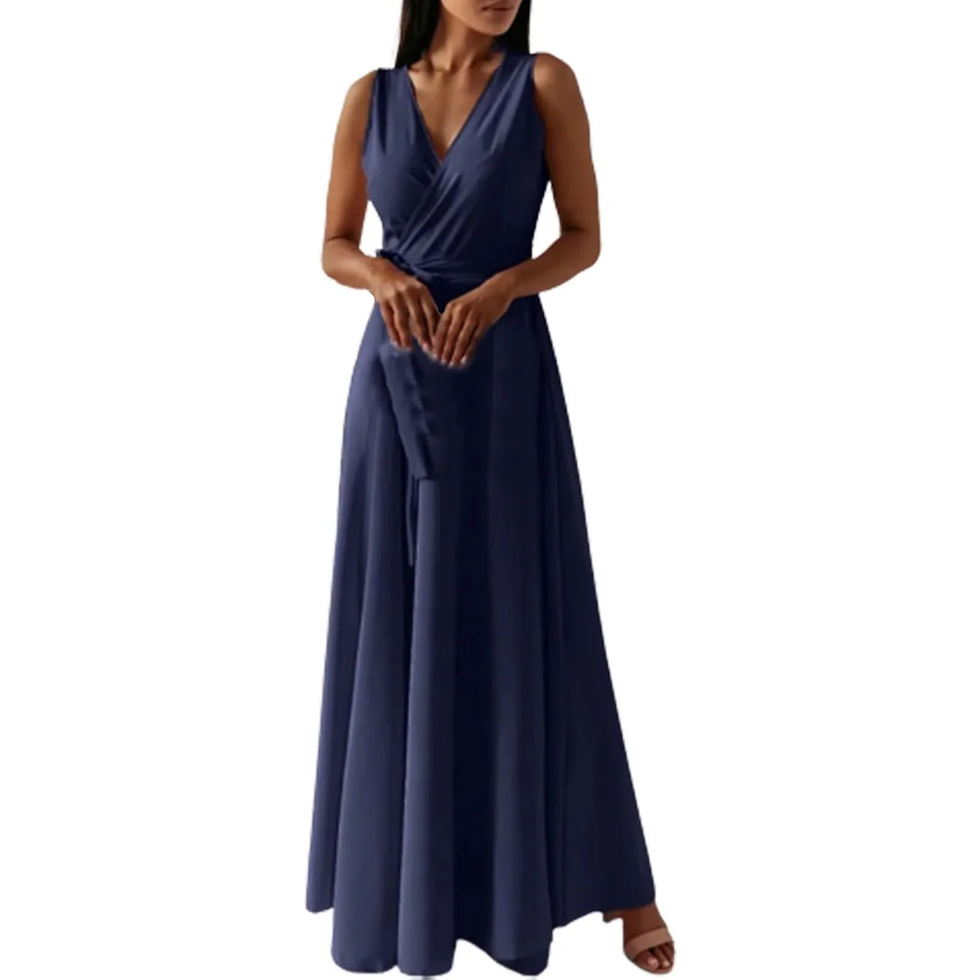Women's Elegant Solid long dresses Casual Sleeveless High Waist Sexy Evening Formal dresses Fit And Flare Dresses For Women