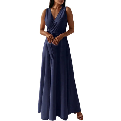 Women's Elegant Solid long dresses Casual Sleeveless High Waist Sexy Evening Formal dresses Fit And Flare Dresses For Women