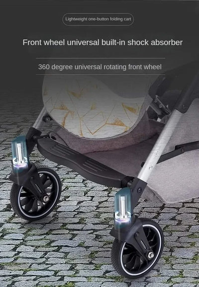 Two-way Lightweight High-view Baby Stroller Can Sit or Lie Down Portable Travel Baby Stroller Four-wheel Baby Stroller
