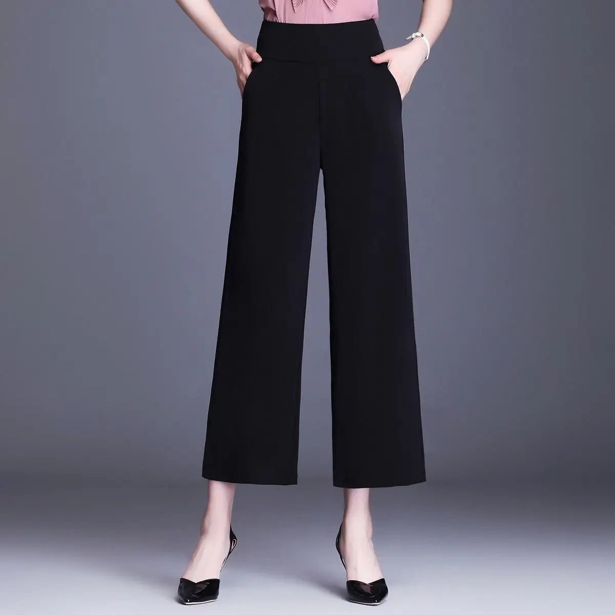 Women's Wide Leg Pants Loose Trousers Monochromatic High Waist Casual Clothing All-Match, Simplicity Autumn and Winter Fashion