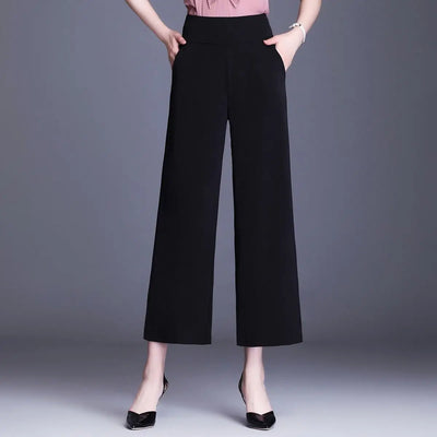 Women's Wide Leg Pants Loose Trousers Monochromatic High Waist Casual Clothing All-Match, Simplicity Autumn and Winter Fashion