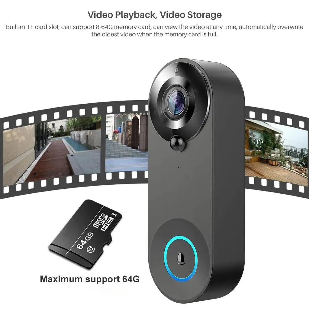 1080P Wireless Video Doorbell Camera WiFi Smart Door Bell Tuya Smart Home Security Motion Detect Night Vision Intercom Doorbell