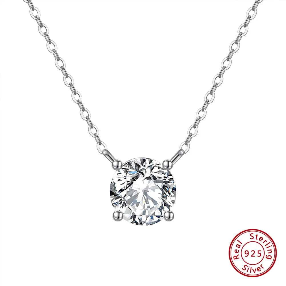 ORSA JEWELS 925 Sterling Silver Dainty Necklace for Women 14K Gold Plated Round Brilliant Cut Solitaire Pendant Necklace APN13