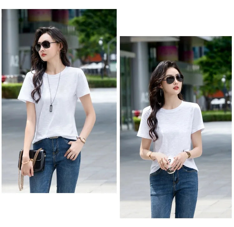 Oversized Summer T shirts for Women Casual Female Korean Streetwear Tees Unisex Basic Solid Young Cool Tops