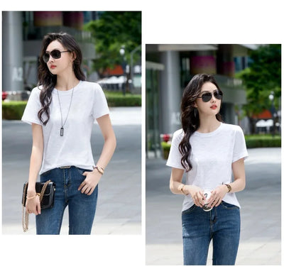 Oversized Summer T shirts for Women Casual Female Korean Streetwear Tees Unisex Basic Solid Young Cool Tops