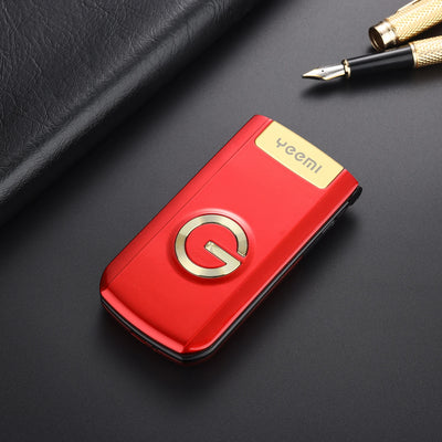 Slim Flip Mobile For Elderly Metal Body  Big Screen SOS Call Quick Dial Loud Sound Two Sim Magic Voice Torch Senior Mobile Phone