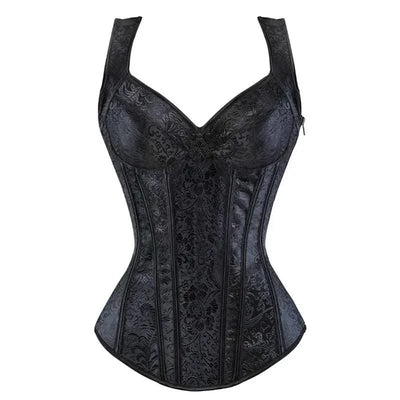Women Corset with Straps Black Overbust