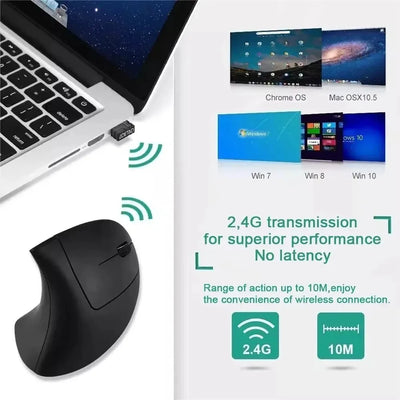 2.4GHz Vertical Mouse Ergonomic Wireless Optical Mice 3 Adjustable DPI 800/1200/1600 6 Buttons for Laptop PC Computer Desktop