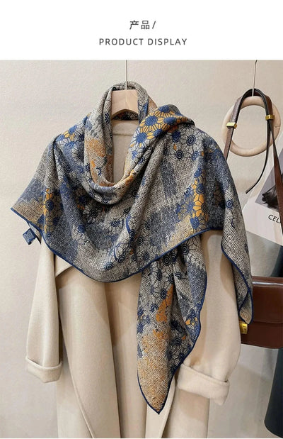 women's autumn and winter silk and wool dual purpose high-end scarves  large