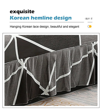 1/2/3Seater Sofa Bed Cover with Skirt Elastic Printing Seat Cover Armless Sofa Bed Cover Sofa Covers for Living Room Home Decor