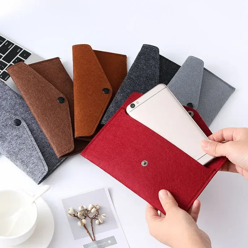 Felt Envelope Mobile Phone Bag Storage Pouch Wallet Credit Card Holder Business Change Purse Bag Thin Wallet Card Holde