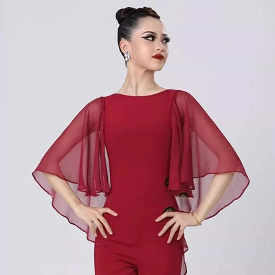 Pink Latin Dance Tops Women Ballroom Blouse