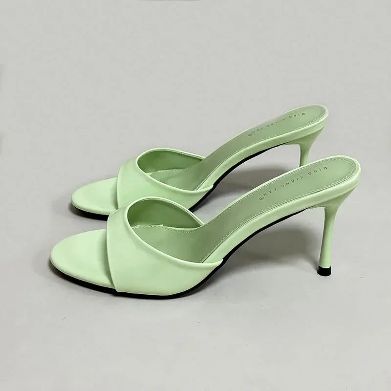 Slip On Ladies Stiletto Heels Shoes New In Summer Spring Luxury Female Slides Footwear Fashion Round Toe Women Heels Pumps Shoes