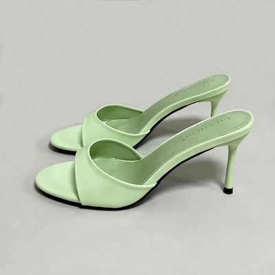 Slip On Ladies Stiletto Heels Shoes New In Summer Spring Luxury Female Slides Footwear Fashion Round Toe Women Heels Pumps Shoes