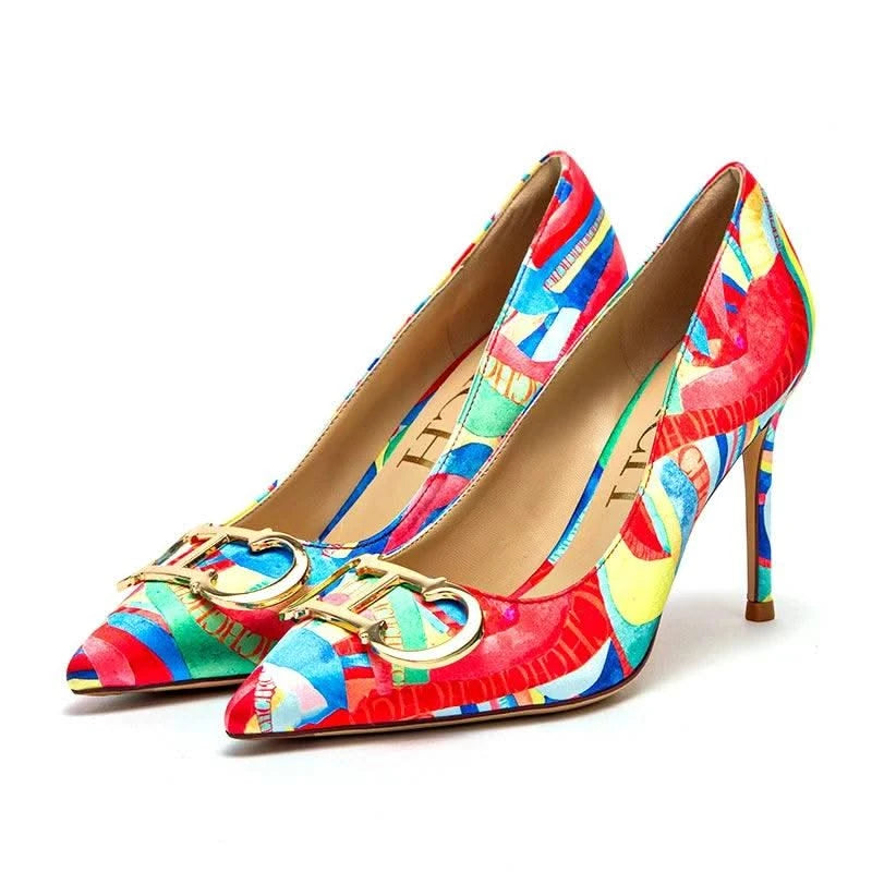 Women's Pointed Metal Buckle High Heels | Party | Carnival |Women's Shoes 9cm