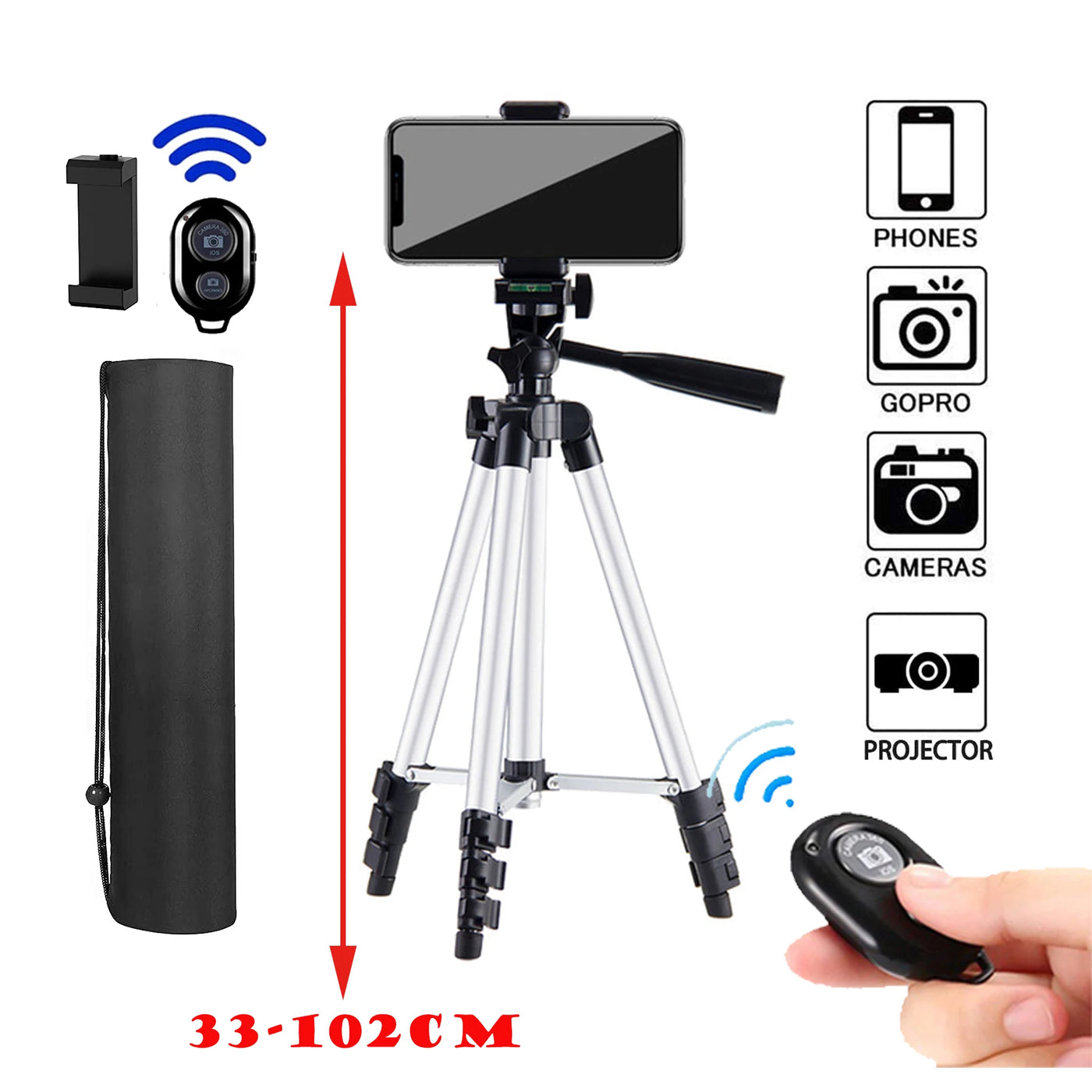 103cm Lightweight Camera Tripod For Mobile Tripod Camera Portable SLR Bluetooth-compatible Desktop Cam Stand Monopod Smartphone
