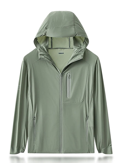 Men Summer Jacket UPF50+ UV Blocking Skin Coats Nylon/Spandex Breathable Quick Dry Light&Thin Sun Protection Hooded Windbreakers