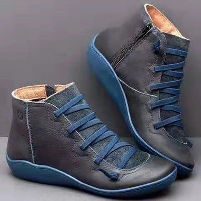Snow Boots  Women Winter Genuine leather Ankle Spring flat Shoes woman Short Vintage Boots With Fur 2022 for women lace up boots