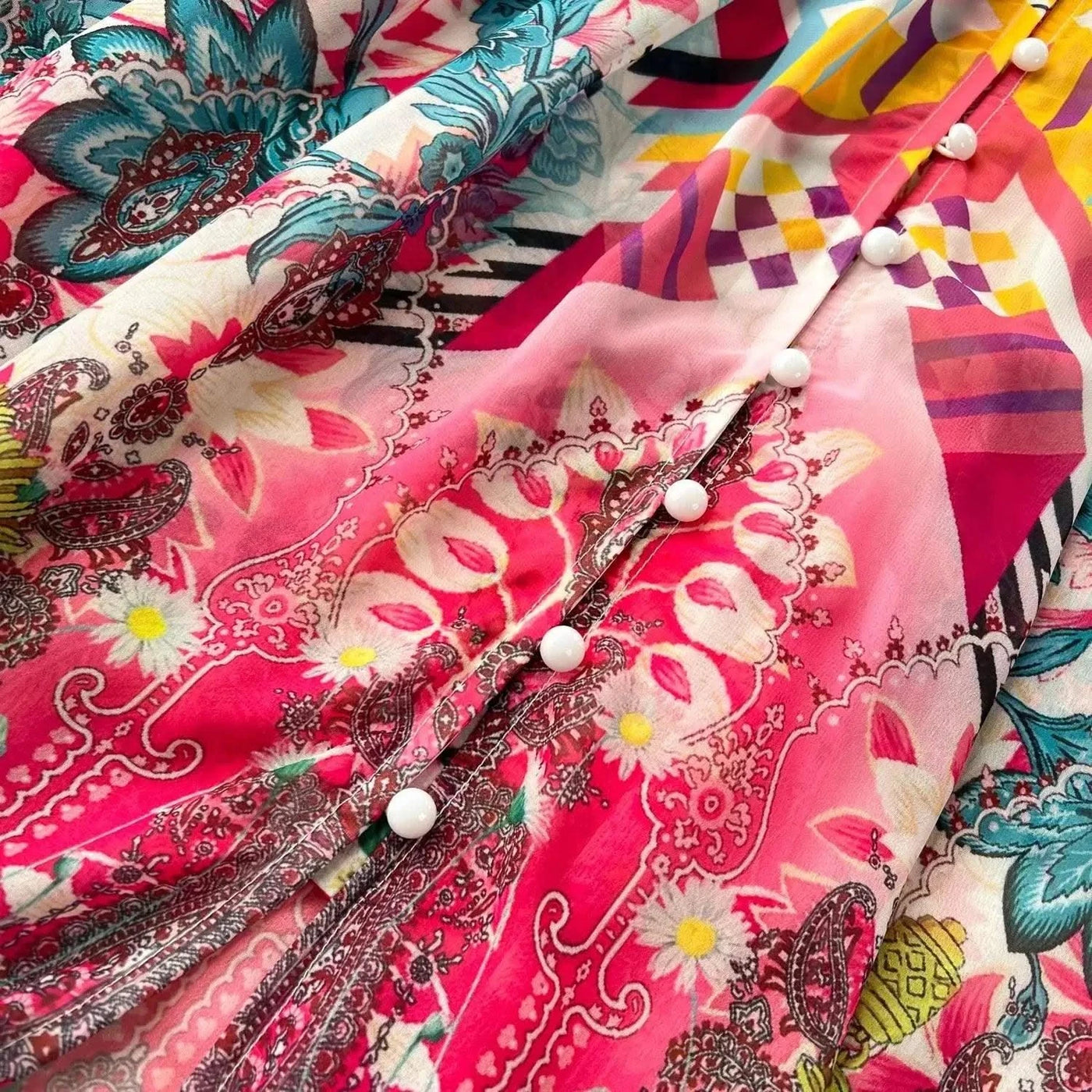 Summer Gorgeous Flower Dress Women Chiffon Clothing Sexy Deep V Neck Single Breasted Floral Print Beach Boho Long Robe Vestidos