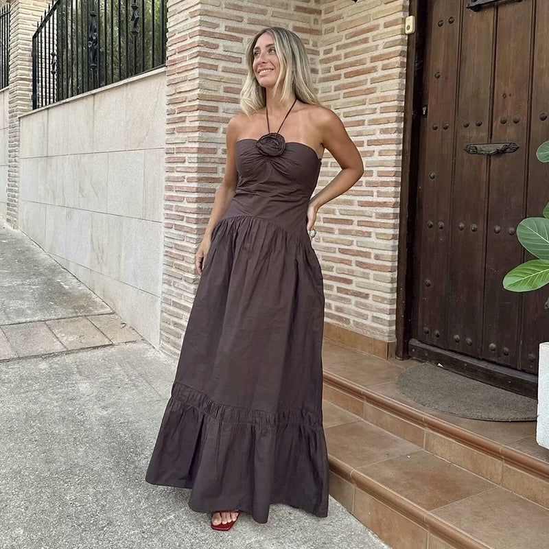 Dresses Summer Women's Chic Tube Top Hanging Neck Holiday Dress Women's Street Fashion Party Long DressFashionable temperament h