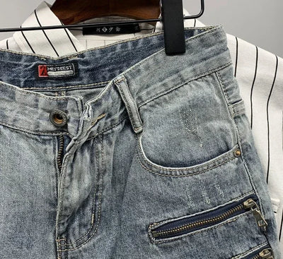 Man Denim Shorts Slim Hip Hop Skinny Graphic Short Jeans Pants For Men Designer Jorts Sale Trend 2024 New In With Youthful Emo