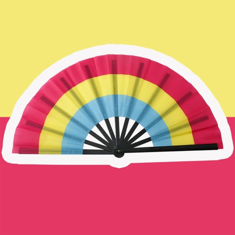 Folding Hand Fans Rainbows Fan Dance Decoration Hand Fans Summer Fan Perfect Props for Summer Music Festivals & Parties