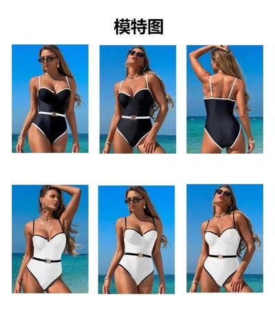 Tight Swimsuit for Women with a Sense of Luxury, Conservative Huludao One-piece Swimsuit, Ins Style, Concealing Flesh and