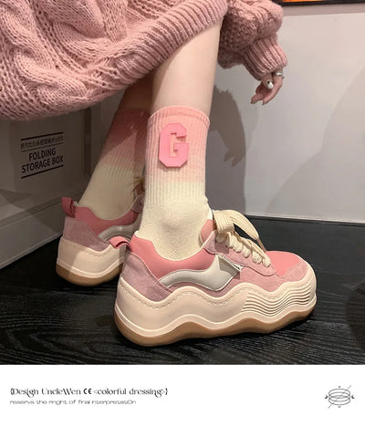 Women New Fashion Sneakers Autumn Casual Brand Shoes Woman Thick Soled Canvas Platform Designer Women Light Flat Versatile Shoes