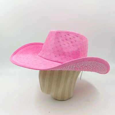 Women's cowboy hat high-end custom accessories white exquisite cowboy fashion shiny pearl rhinestone cowboy hat prom party hat