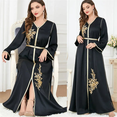 Moroccan Abayas Muslim Women Maxi Dresses Turkey Eid Djellaba Party Gown Islamic Kaftan Dubai Evening Jalabiya Ramadan Clothing