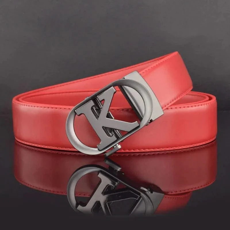 Men Fashion K Letter High quality Genuine Leather  Designer Belts | Male Waist Strap