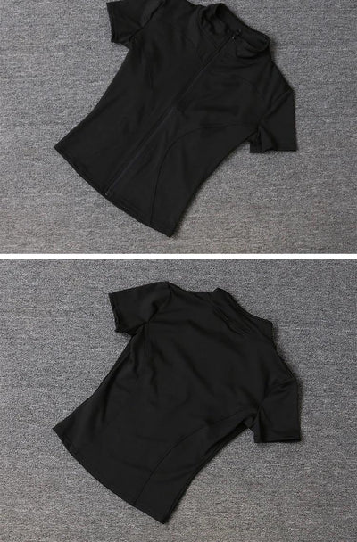 Women sport wear Slim Fit Polyester Quick-drying Full Zip Outdoor Fitness Running Tights Short Sleeves Women's Yoga Wear